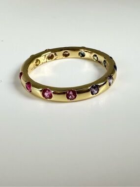 Gold Multicolor Cubic Zirconia Eternity Band - Women Jewelry